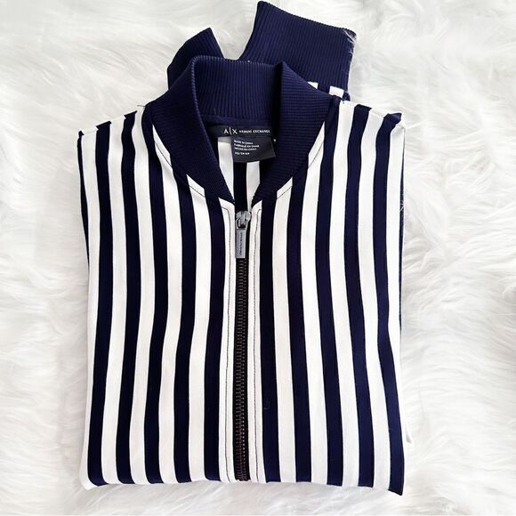 NWOT like new condition Armani exchange striped bomber jacket - Picture 3 of 16